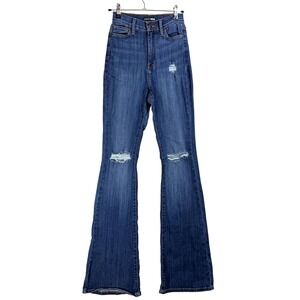 Fashion Nova Womens High Waisted Distressed Flare Jeans Dark Wash ZD509005D